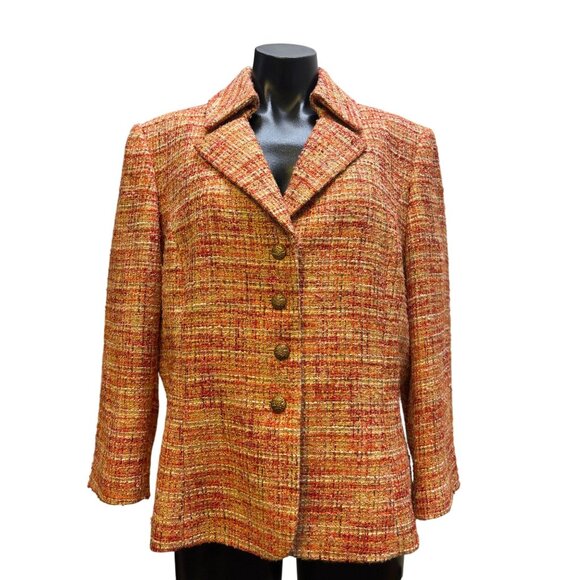 NWT Tahari Arthur S. Levine Tweed Suit Ensemble In Orange Size 16 - Picture 3 of 14